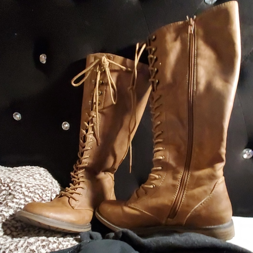 Brown lace up boots
